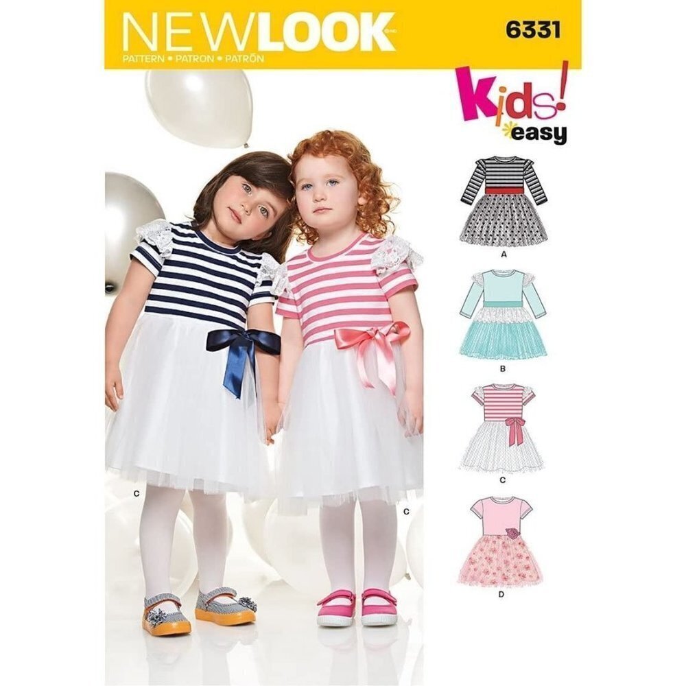 New Look Sewing Pattern 6331 Toddler Dress and‎ Stretch Knit Bodice Size 1/2-4